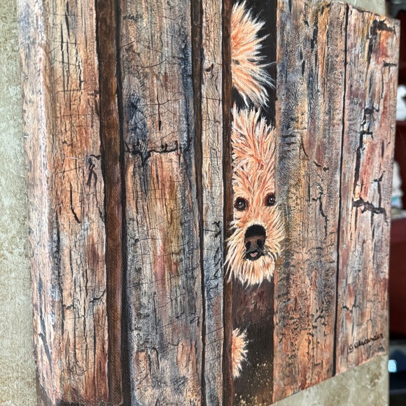 Carolyn Alexander Original Painting 12” X 12” Painted Sides Frameless Cute Dog - Picture 7 of 11